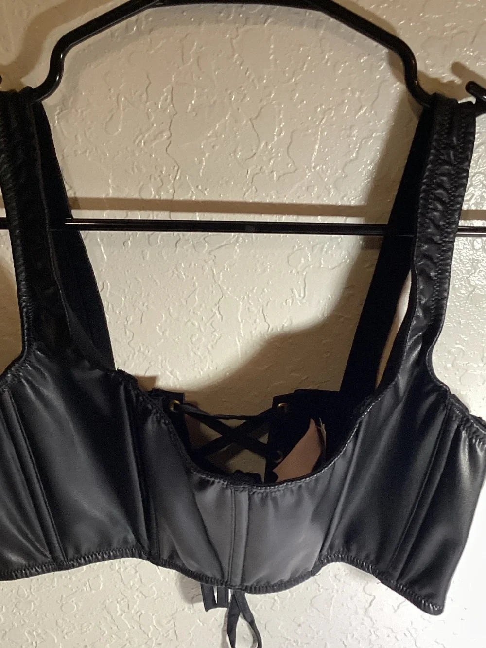 Victoria's Secret Black Satin Lace-Up Bralette